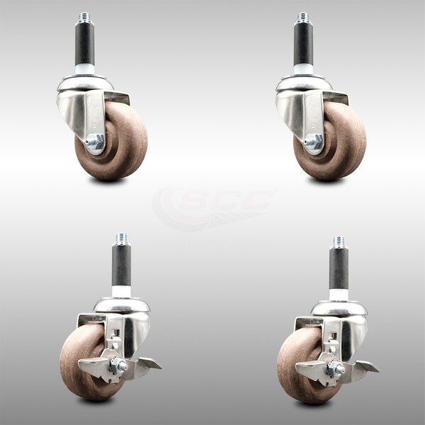 Service Caster 3.5 Inch 316SS High Temp Glass Filled Nylon 3/4 Inch Stem Caster Brake, 2PK SCC-SS316EX20S3514-GFNSHT-2-TLB-2-34 - main